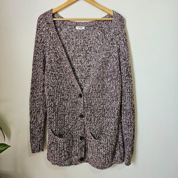EUC GARAGE MARLED COTTON BLEND V NECK BUTTONED CARDIGAN SIZE M/L - Picture 1 of 15